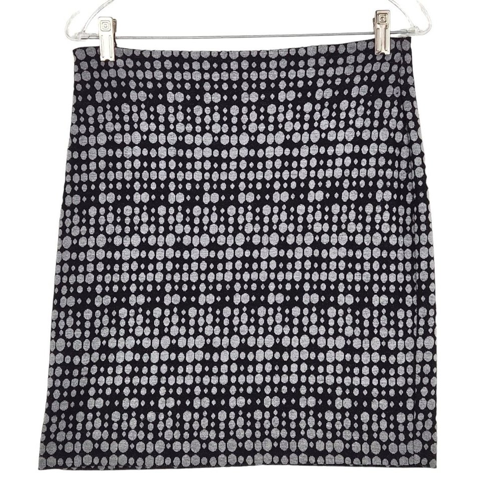 Ann Taylor Loft Skirt‎ Size 6P Pencil Gray Black Geometric Print Stretch Soft